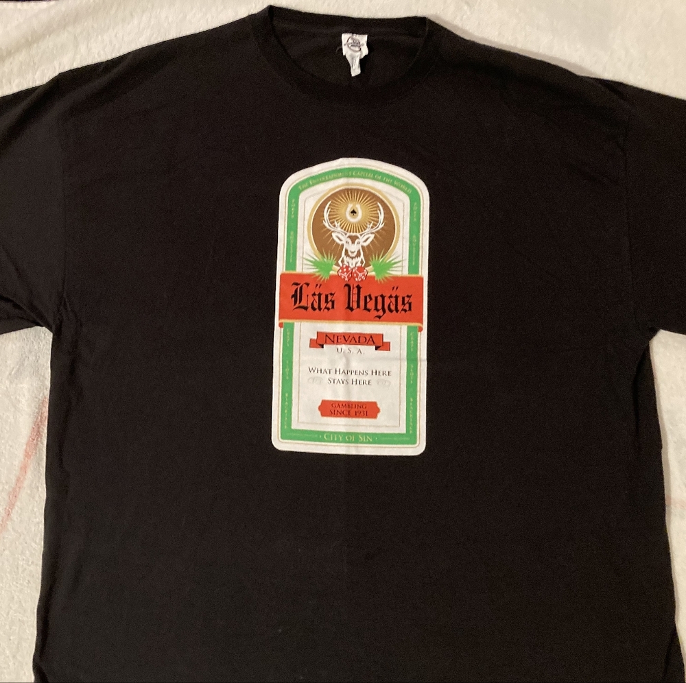 Las Vegas Jagermeister Logo City Of Sin Black Graphic T Shirt Size 2xl Xxl
